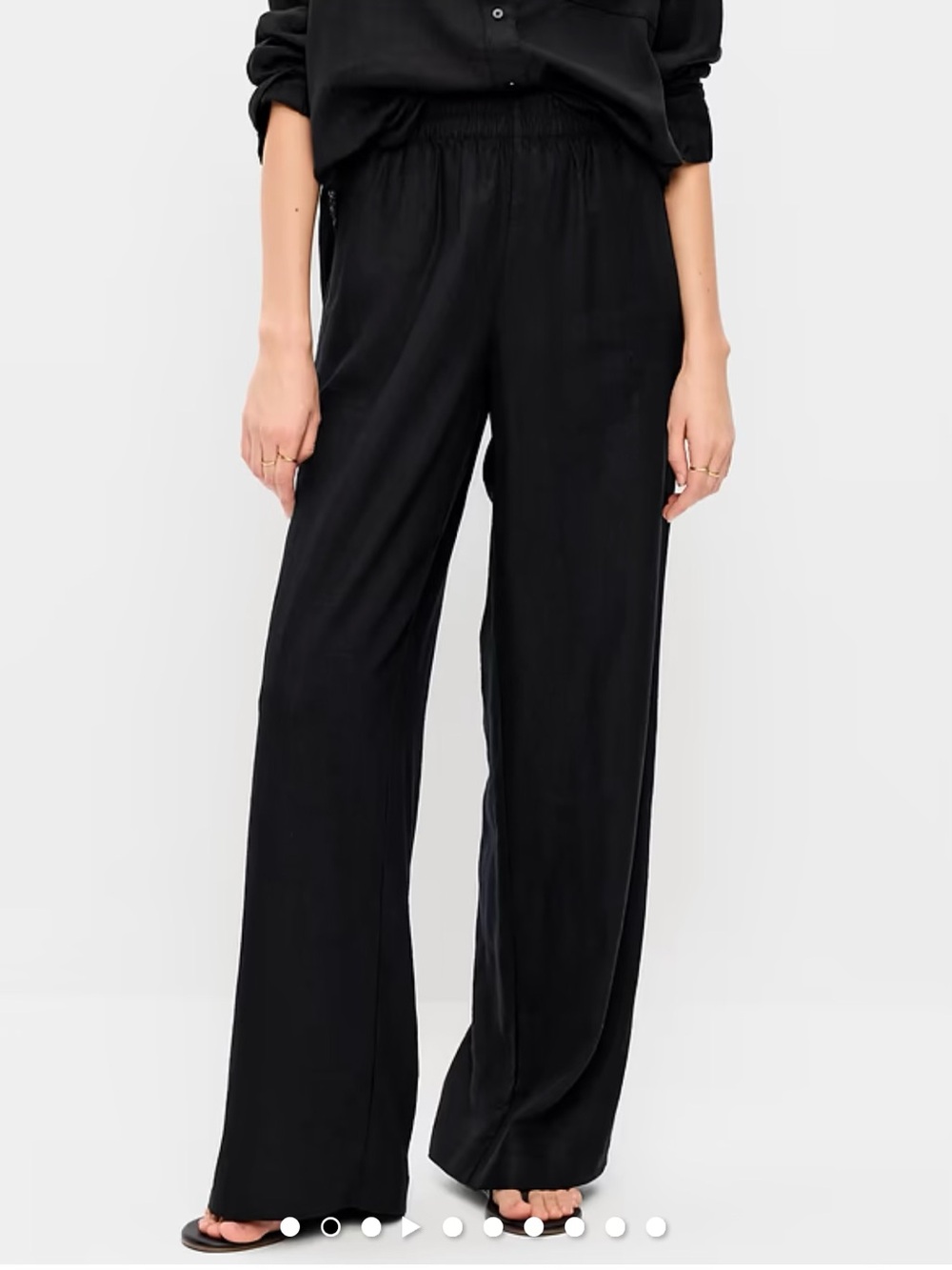 Old Navy Women's Black Wide-Leg Elastic-Waist Pants Sz L